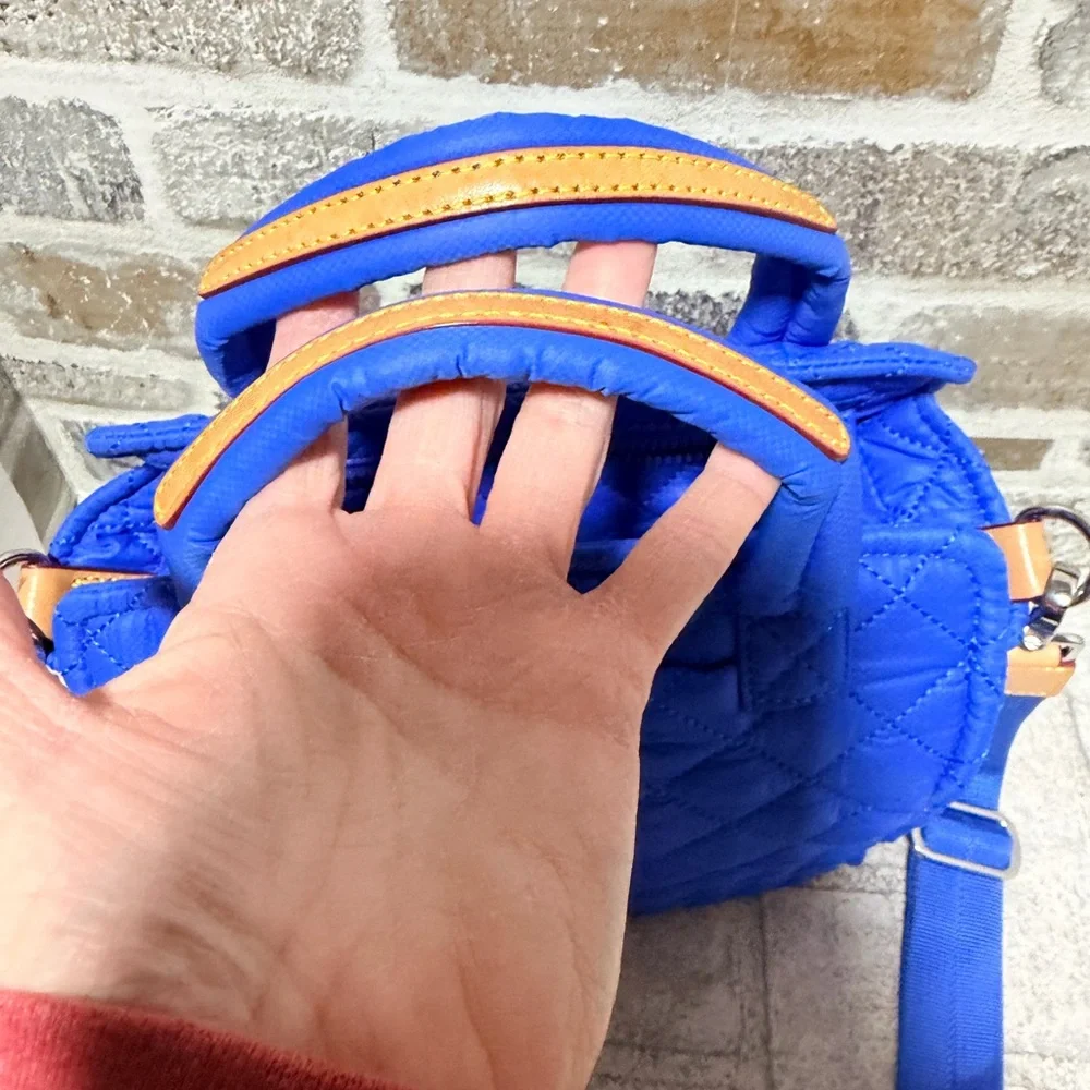 MZ WALLACE Mini Box Tote Crossbody Bag Blue Quilted RARE color - Picture 2 of 10